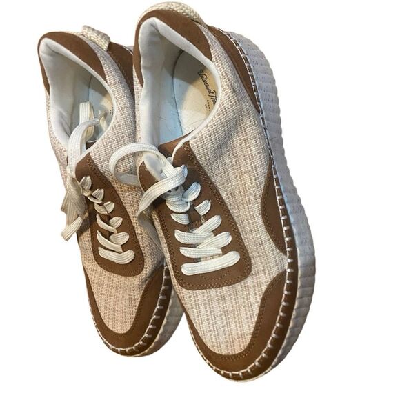 Universal Thread size 9 canvas platform shoes brown tans casual shoes - Picture 2 of 6
